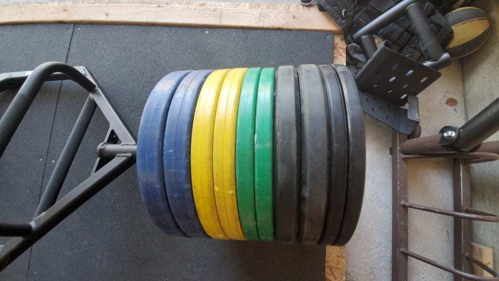 trap bar sleeve loaded with 280 lbs