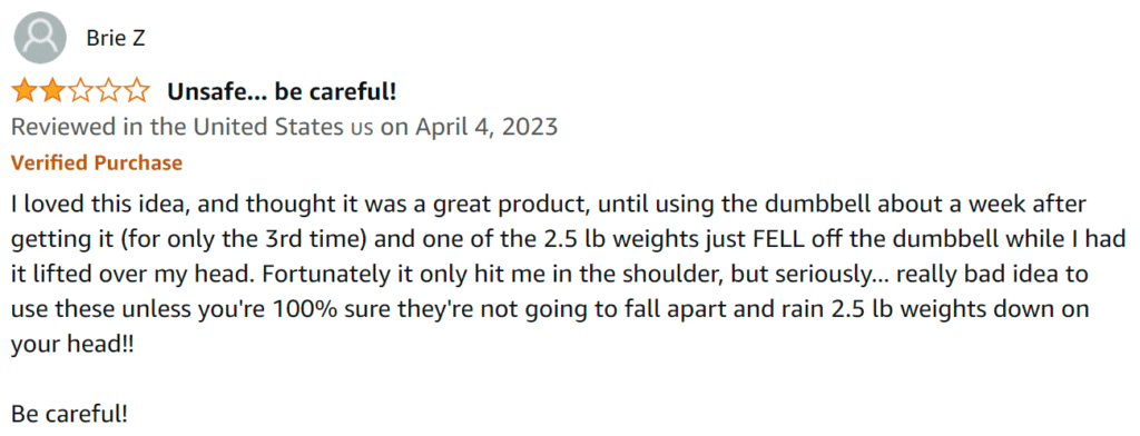 bad review of flybird adjustable dumbbells