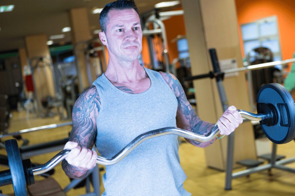 man performing curls