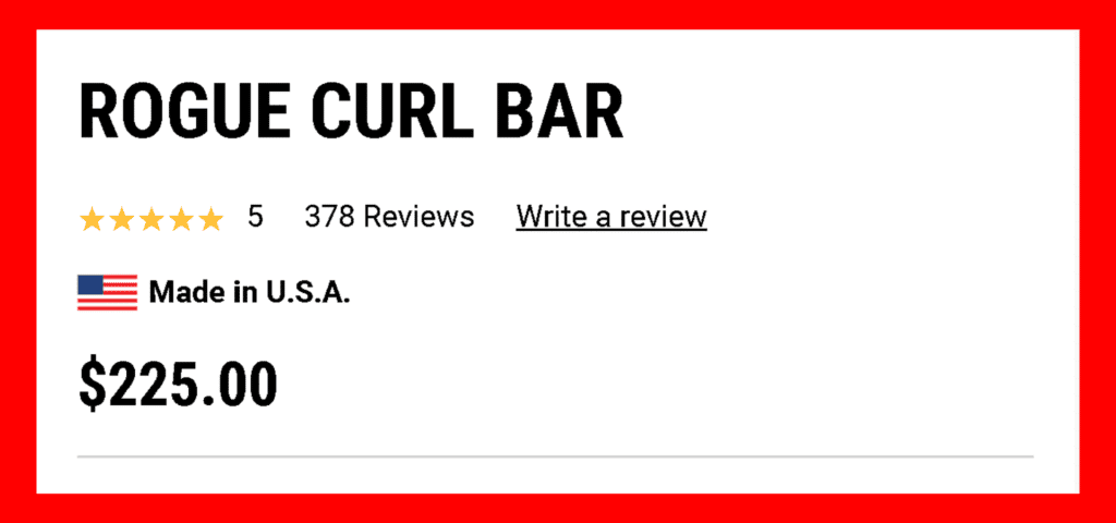 rogue curl bar cost