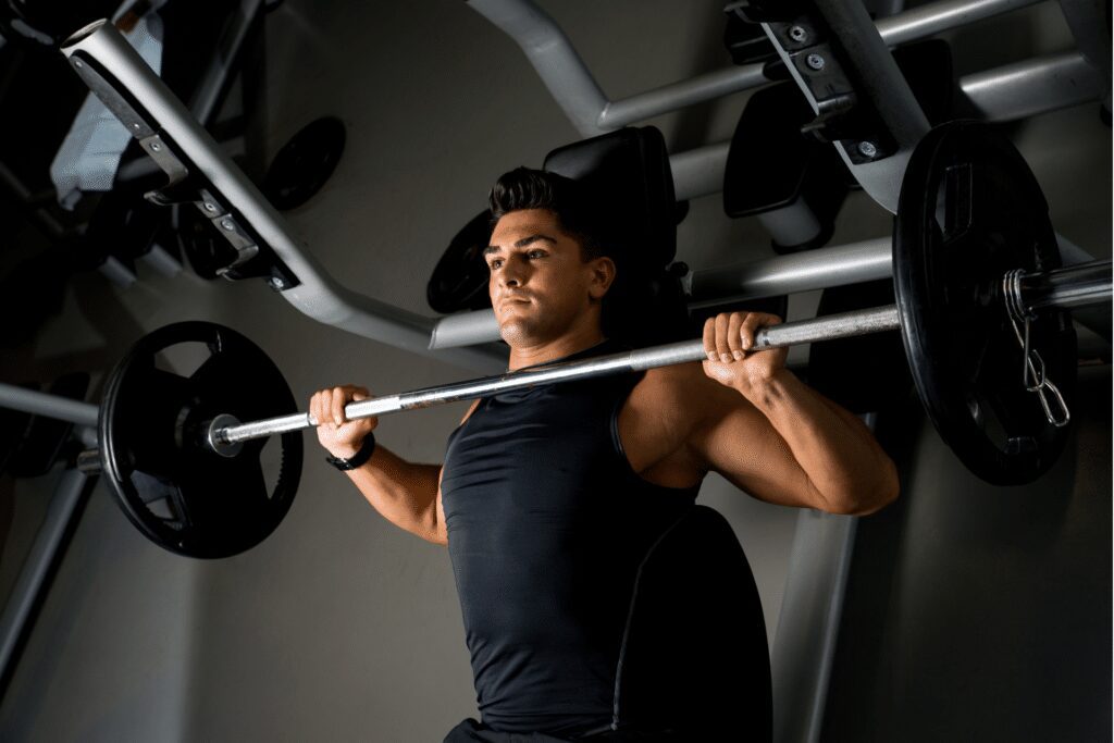 man performing the incline bench press