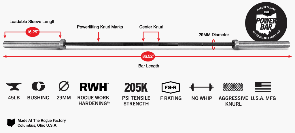 dimensions of rogue power bar