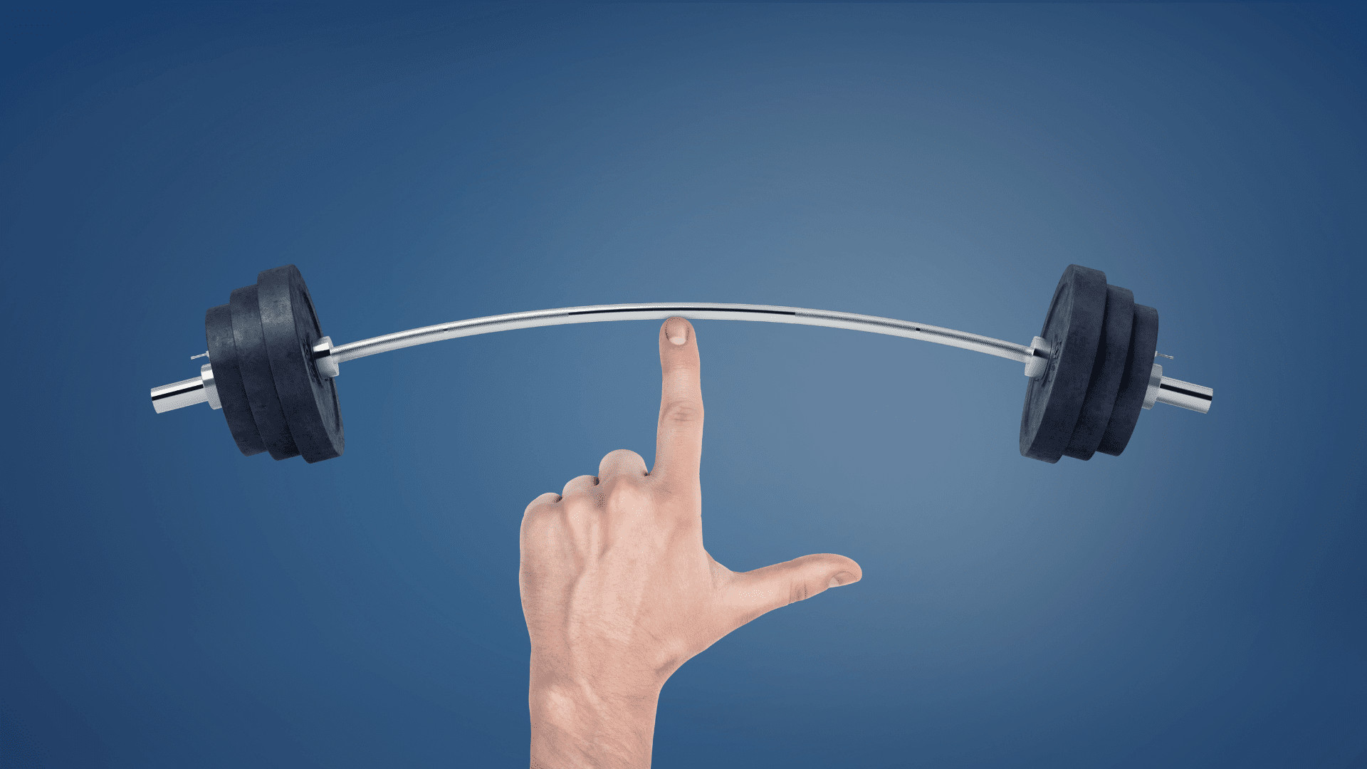 man poking a barbell and it starts bending