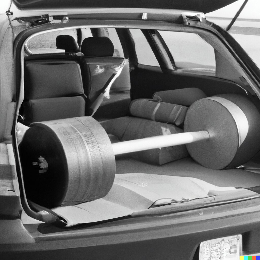 barbell inside of car