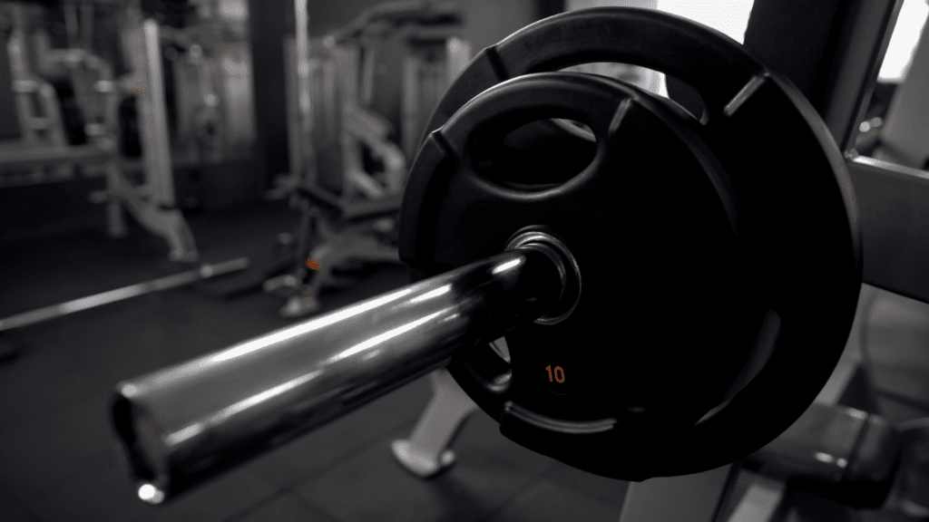 weight plates on barbell with 10 lb plate on outside