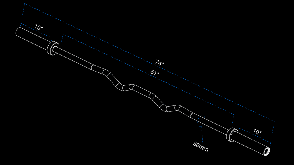 rep curl bar dimensions
