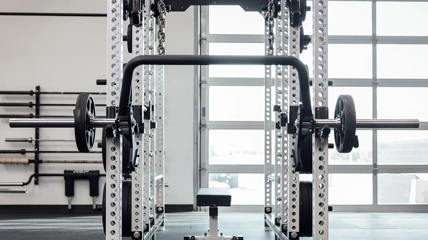 rep open trap bar racked