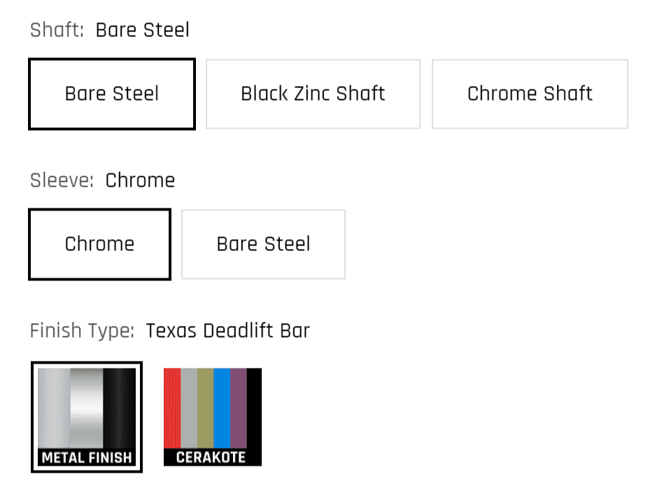 texas deadlift bar finish and coating options