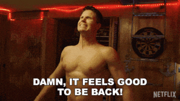 man saying it feels good to be back