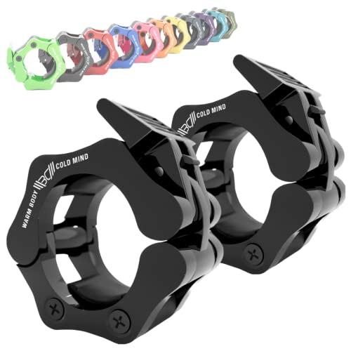 WARM BODY COLD MIND – 2 inch Olympic Barbell Clamps, Weightlifting Collars, Weight Clips for Bars, Olympic Weight Lifting Clips, Bar Clamps – Gym Accessories Strength Training (Black)