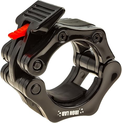 Iron Lab Olympic Barbell Clamps Pair of 2″ Inch Pro Collar Set of 2 Black Bar Clips Perfect for Pro Crossfit Strong Lifts and Olympic Training Professional Quality
